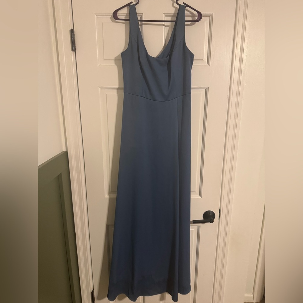 David's Bridal Navy Blue Maxi Dress with Scoop Neck